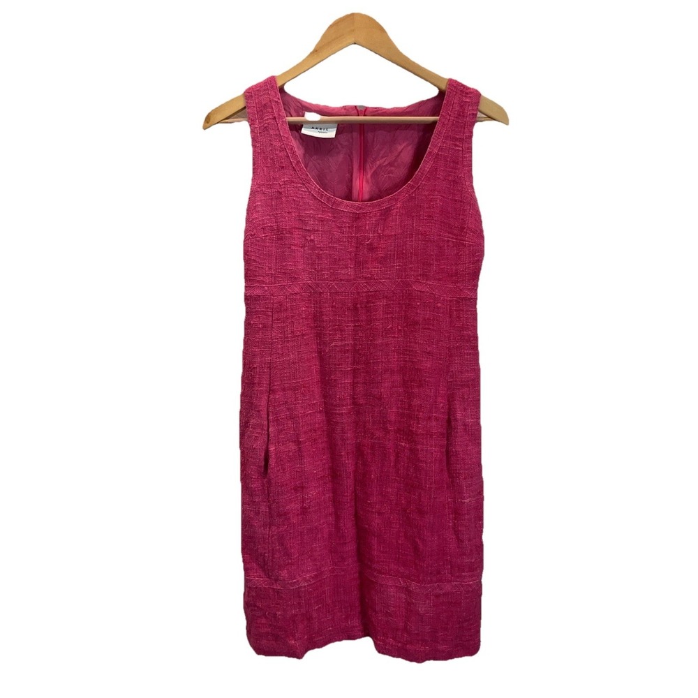 AKRIS Dress Sz 6 textured Silk‎ Knee-Length Sheath Sleeveless Neckline Pink